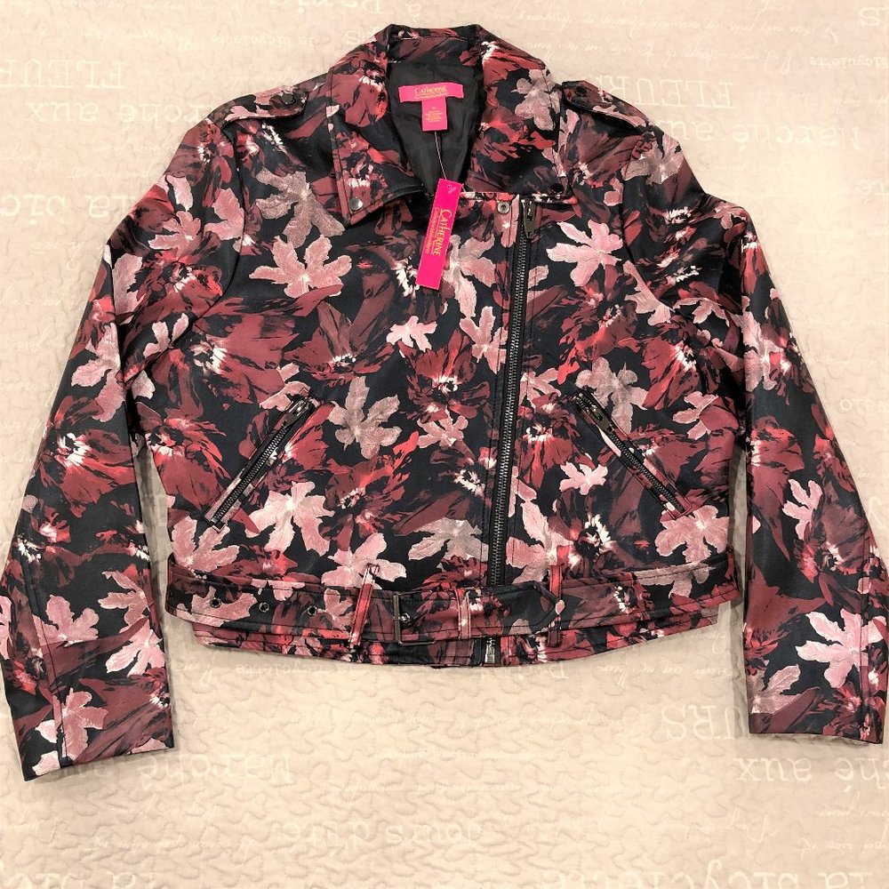 Catherine Malandrino Floral Faux Leather Jacket